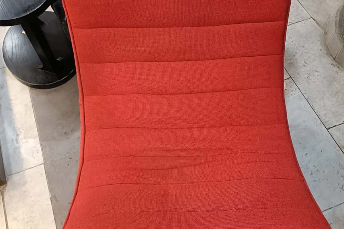 Upholstered seating after deep cleaning, fabric restored